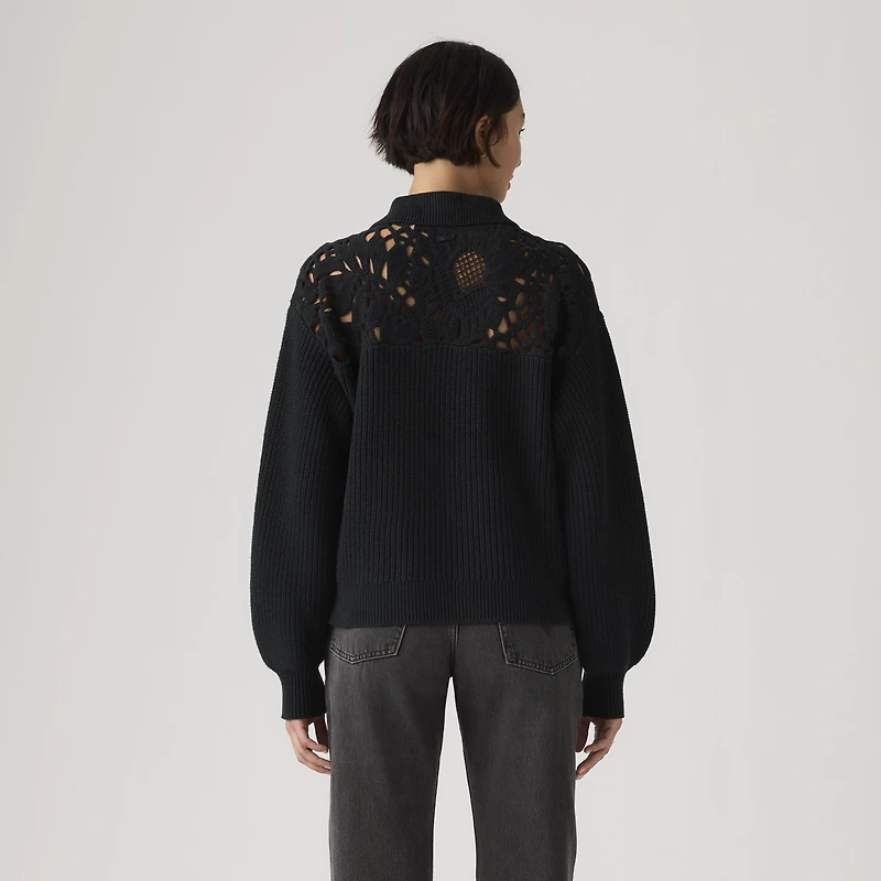 Bianca Crochet Polo Sweater