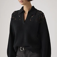 Bianca Crochet Polo Sweater