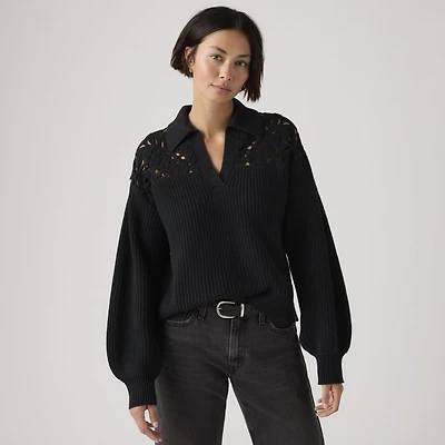 Bianca Crochet Polo Sweater