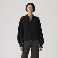 Bianca Crochet Polo Sweater