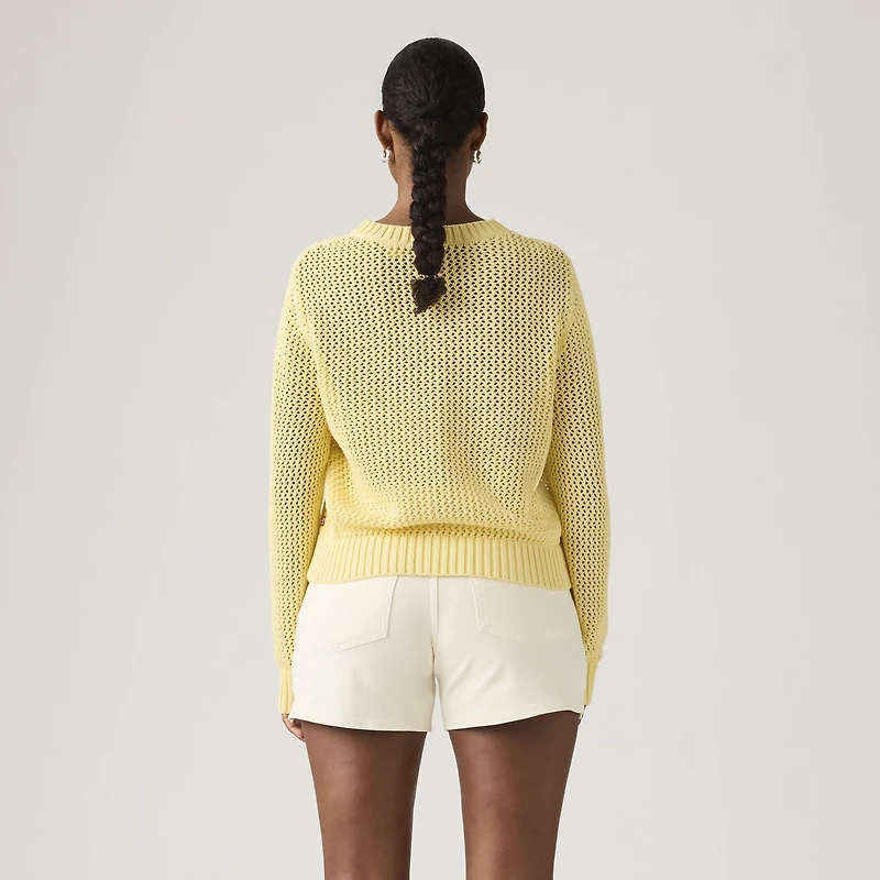 Gaelle Long-Sleeve Crochet Pullover