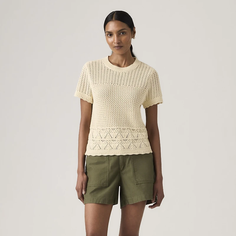Isabelle Crochet Short Sleeve Sweater