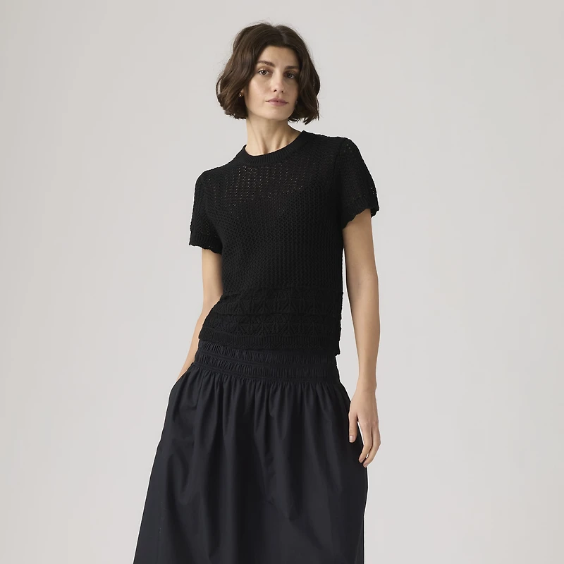 Isabelle Crochet Short Sleeve Sweater