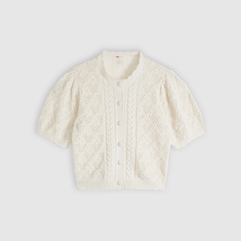Pauline Pointelle Short-Sleeve Cardigan