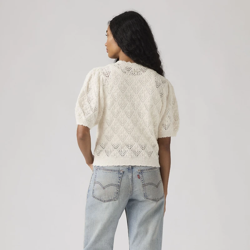 Pauline Pointelle Short-Sleeve Cardigan