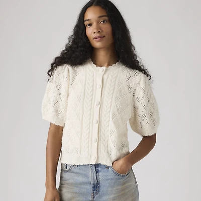 Pauline Pointelle Short-Sleeve Cardigan