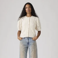 Pauline Pointelle Short-Sleeve Cardigan