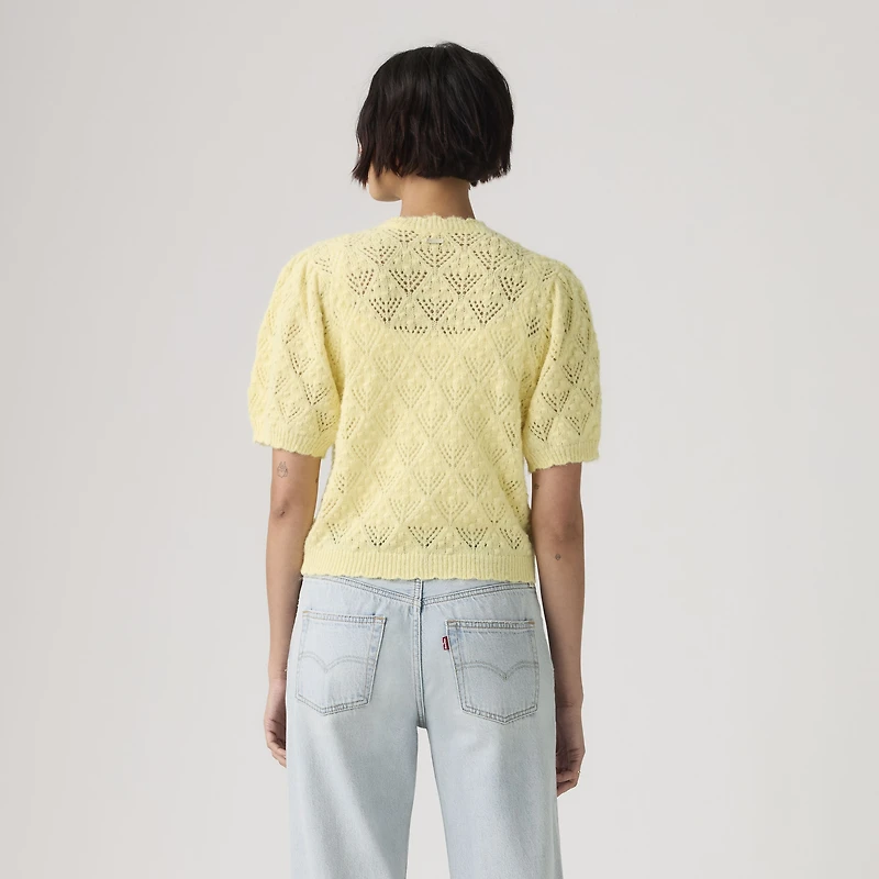 Pauline Pointelle Short-Sleeve Cardigan