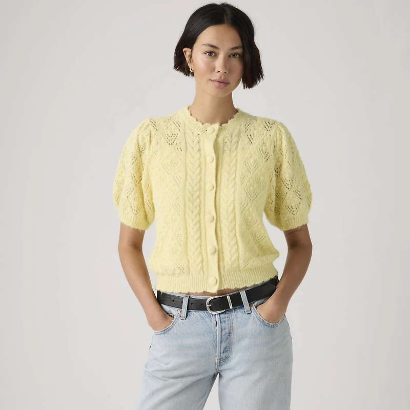 Pauline Pointelle Short-Sleeve Cardigan