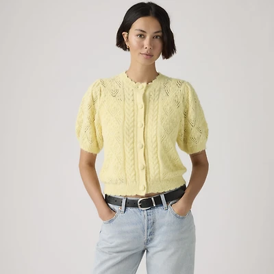 Pauline Pointelle Short-Sleeve Cardigan