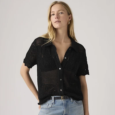 Susanna Floral Crochet Shirt