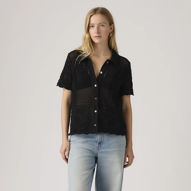 Susanna Floral Crochet Shirt