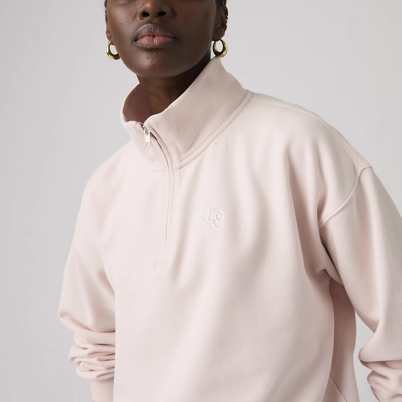 Graphic Logo Vintage Boxy Quarter Zip Sweatshirt
