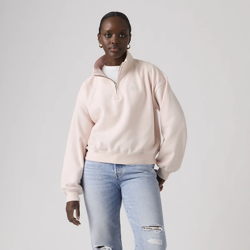 Graphic Logo Vintage Boxy Quarter Zip Sweatshirt