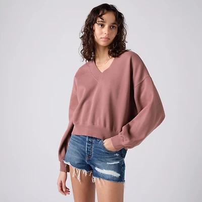 Vintage Garment Dye V-Neck Sweatshirt