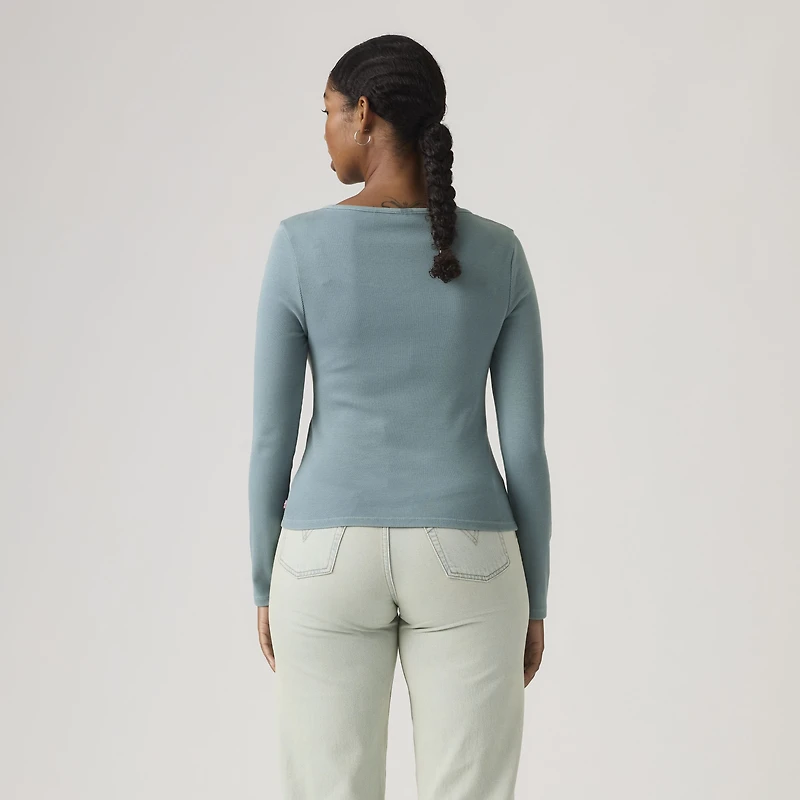 Garment Dye Essential Square Neck Long-Sleeve Tee