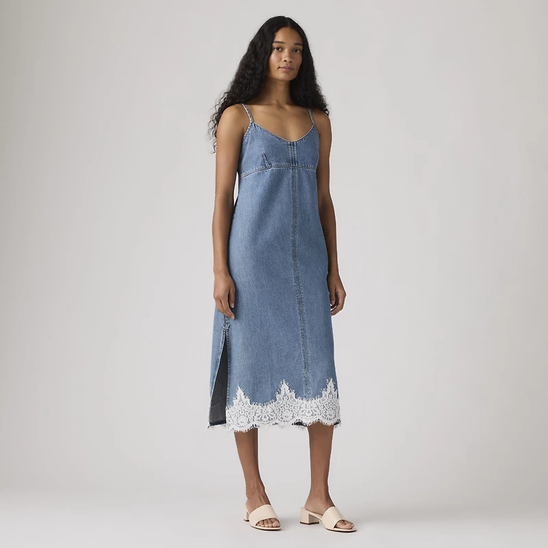 90's Denim Slip Midi Dress