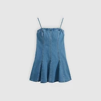 Denim Godet Mini Lightweight Dress