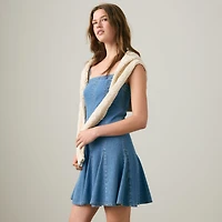 Denim Godet Mini Lightweight Dress