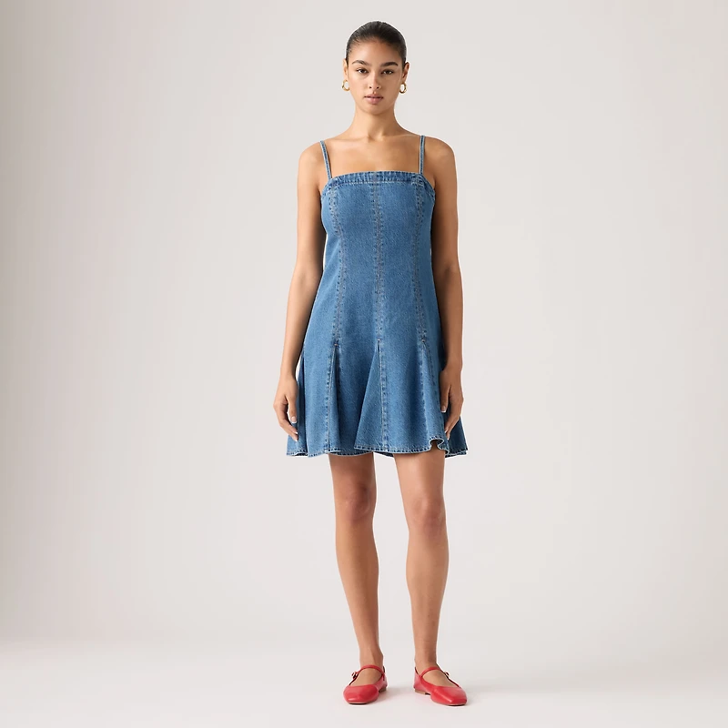 Denim Godet Mini Lightweight Dress