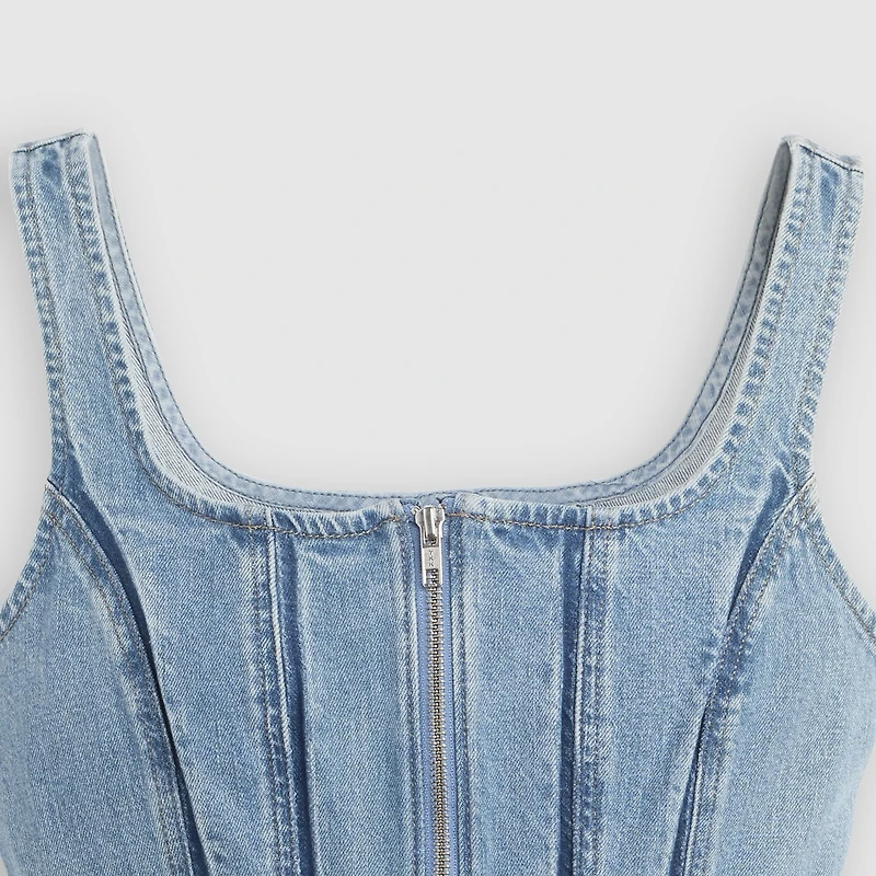 Seamed Zip Bustier Top