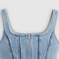 Seamed Zip Bustier Top