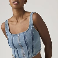 Seamed Zip Bustier Top