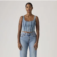 Seamed Zip Bustier Top