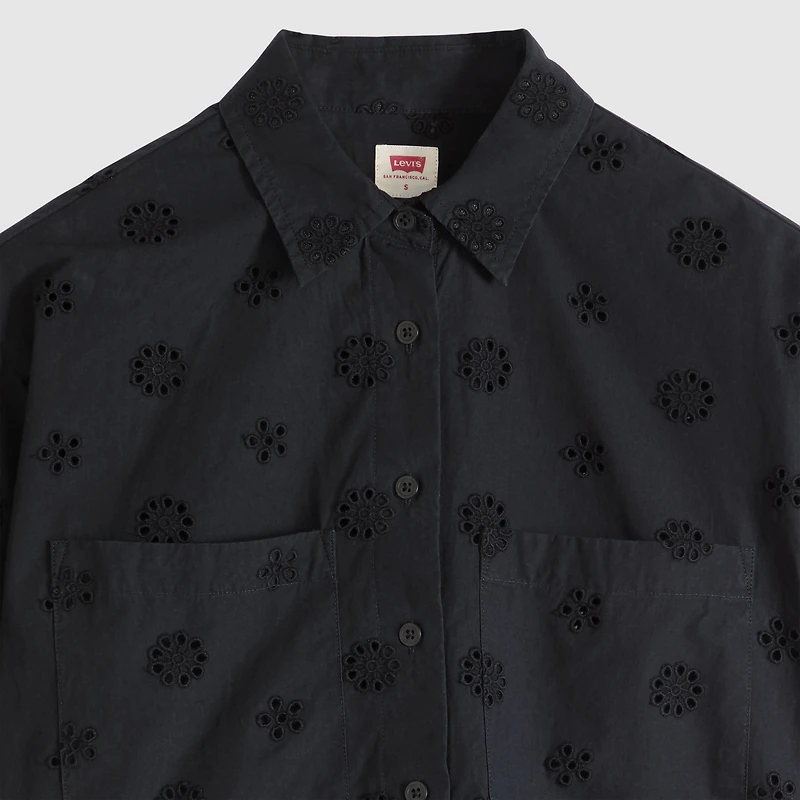 Harlie Novelty Short-Sleeve Cropped Shirt