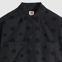 Harlie Novelty Short-Sleeve Cropped Shirt