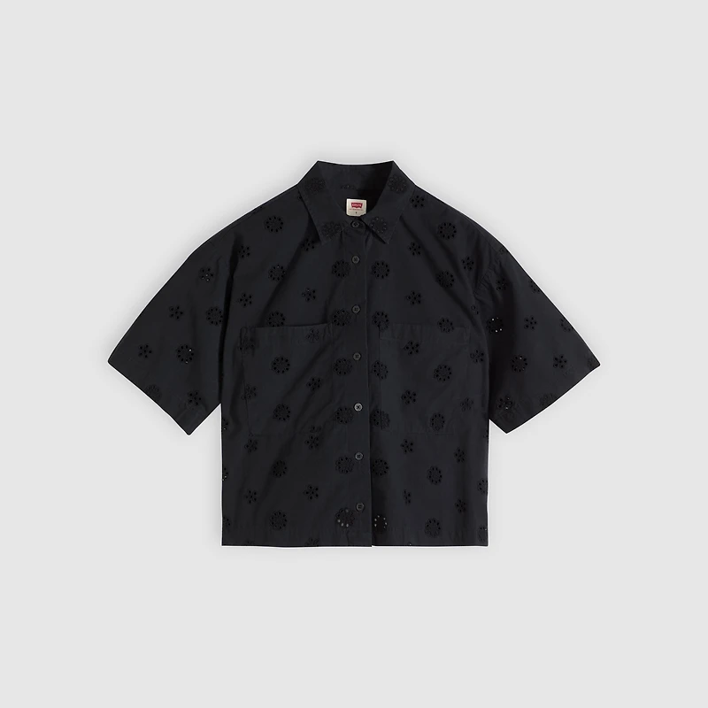 Harlie Novelty Short-Sleeve Cropped Shirt