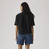 Harlie Novelty Short-Sleeve Cropped Shirt