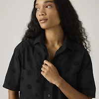 Harlie Novelty Short-Sleeve Cropped Shirt
