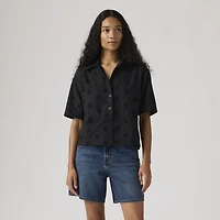 Harlie Novelty Short-Sleeve Cropped Shirt