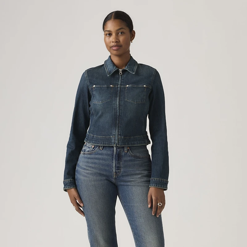 Y2K Stretch Fitted Trucker Jacket