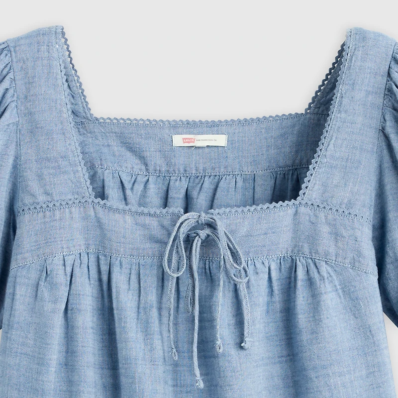 Darling Short-Sleeve Cutwork Blouse