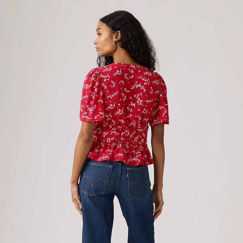 Rylan Short-Sleeve Crepe Blouse