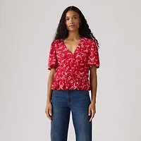 Rylan Short-Sleeve Crepe Blouse