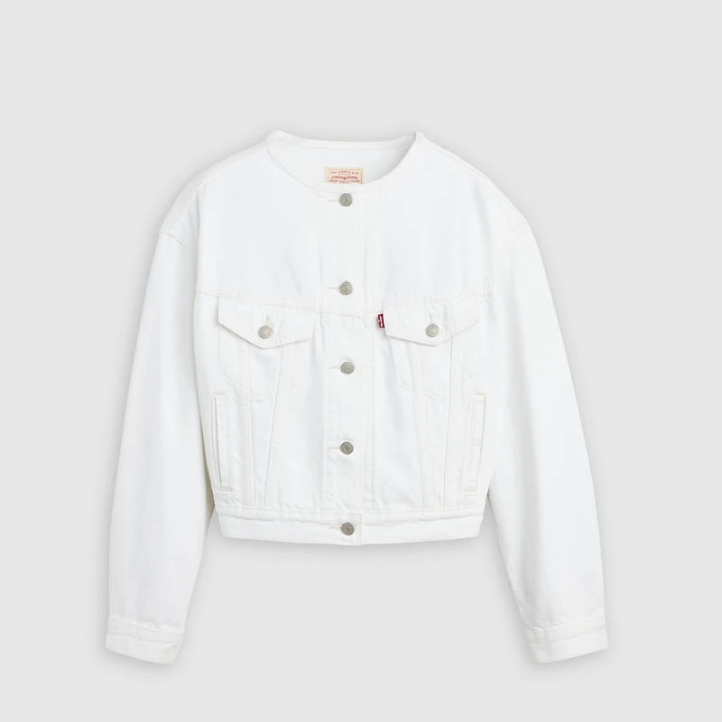 90s Shrunken Collarless Trucker Jacket