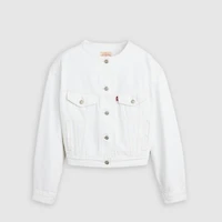 90s Shrunken Collarless Trucker Jacket