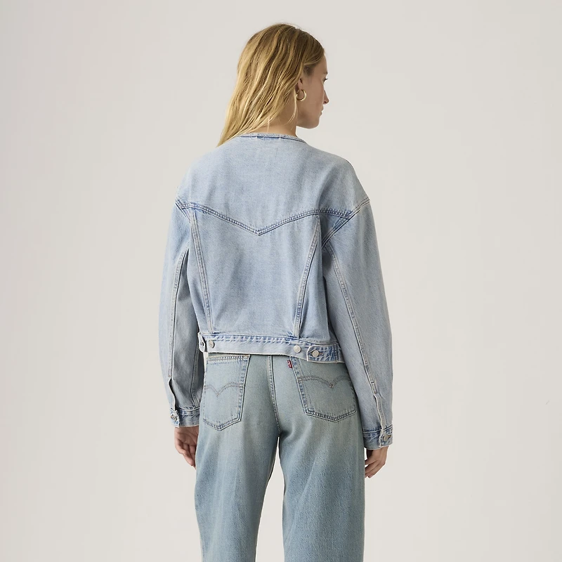 '90s Shrunken Collarless Trucker Jacket