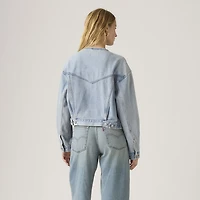 '90s Shrunken Collarless Trucker Jacket