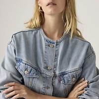 '90s Shrunken Collarless Trucker Jacket
