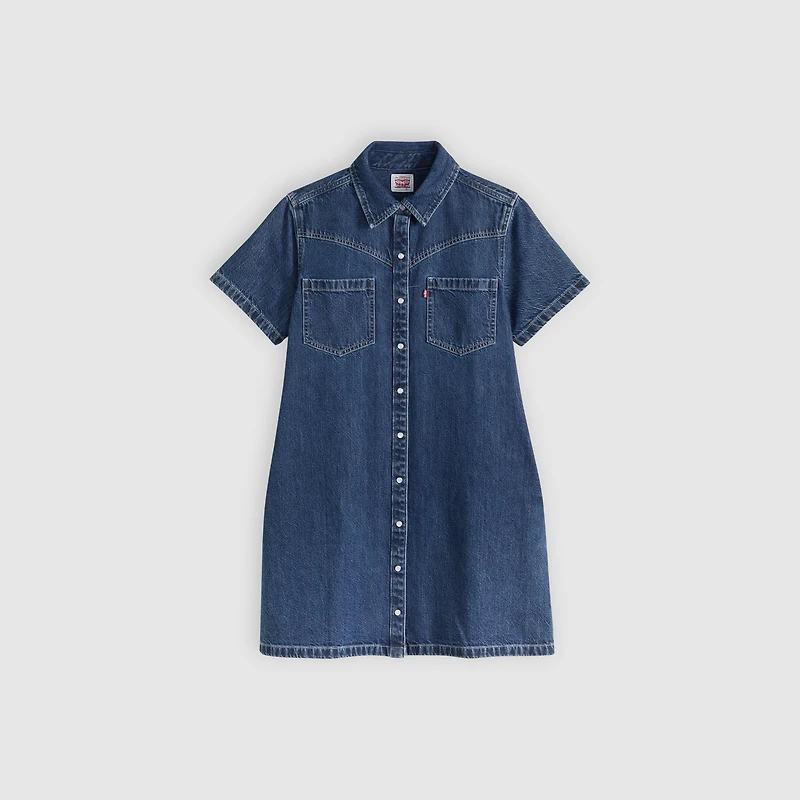 Louisa Short-Sleeve Denim Dress