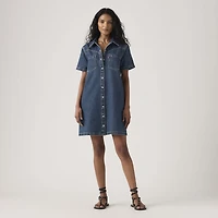 Louisa Short-Sleeve Denim Dress