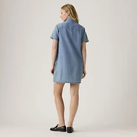 Louisa Short-Sleeve Denim Midi Dress