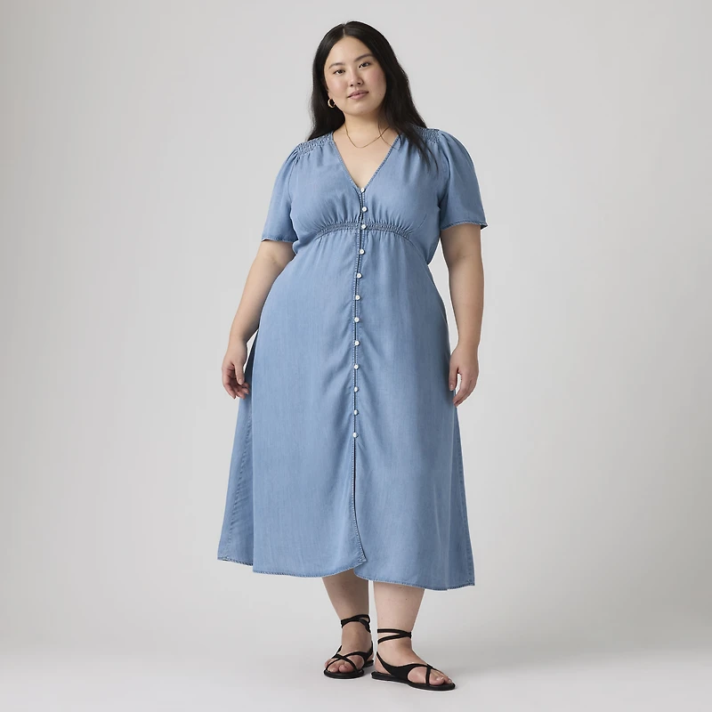 Paola Short-Sleeve Midi Dress (Plus Size)