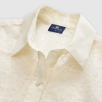 Lace Short-Sleeve Button Down Blouse