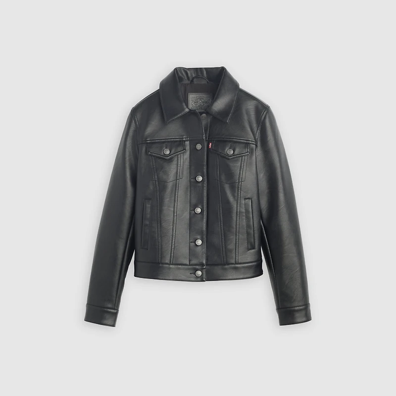 Faux Leather Trucker Jacket
