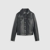Faux Leather Trucker Jacket